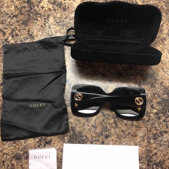 Square-frame Double G sunglasses in black acetate | GUCCI® US Gucci sunglasses black